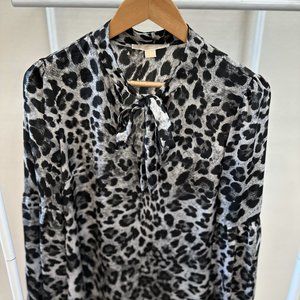 Michael Kors Black/White Leopard Print Blouse